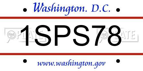 1SPS78 District Of Columbia License Plate