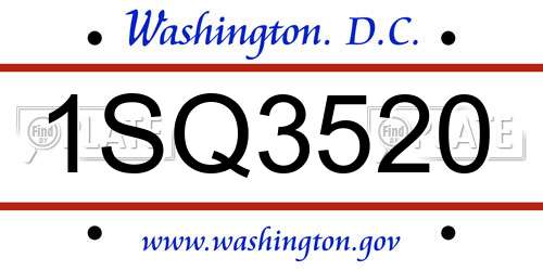 1SQ3520 District Of Columbia License Plate