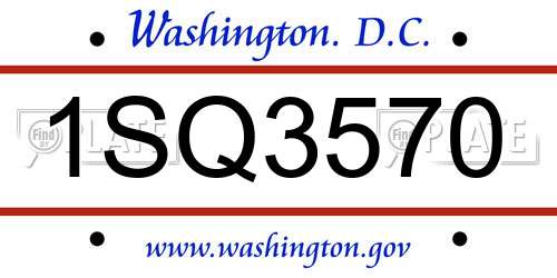 1SQ3570 District Of Columbia License Plate