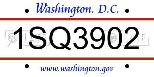 1SQ3902 District Of Columbia License Plate