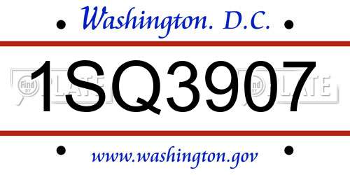 1SQ3907 District Of Columbia License Plate