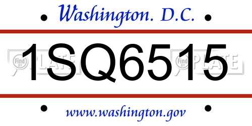 1SQ6515 District Of Columbia License Plate