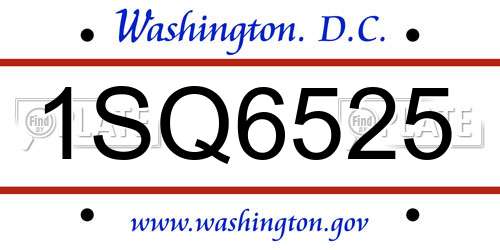 1SQ6525 District Of Columbia License Plate