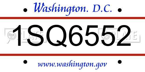1SQ6552 District Of Columbia License Plate