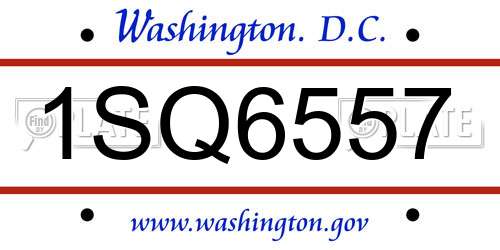 1SQ6557 District Of Columbia License Plate
