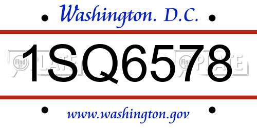 1SQ6578 District Of Columbia License Plate