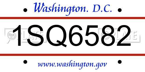 1SQ6582 District Of Columbia License Plate