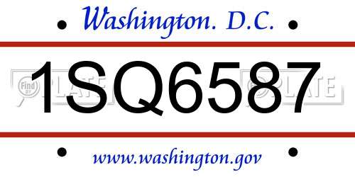 1SQ6587 District Of Columbia License Plate