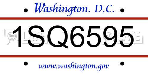 1SQ6595 District Of Columbia License Plate