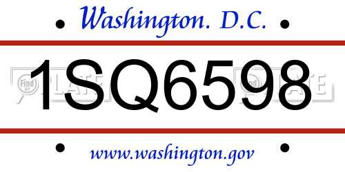 1SQ6598 District Of Columbia License Plate
