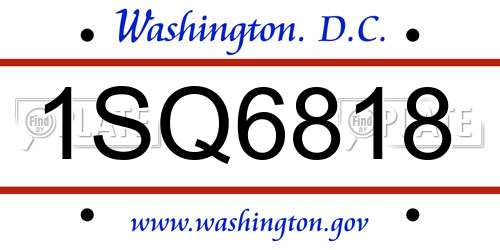 1SQ6818 District Of Columbia License Plate