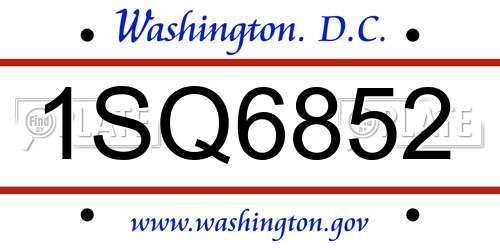 1SQ6852 District Of Columbia License Plate