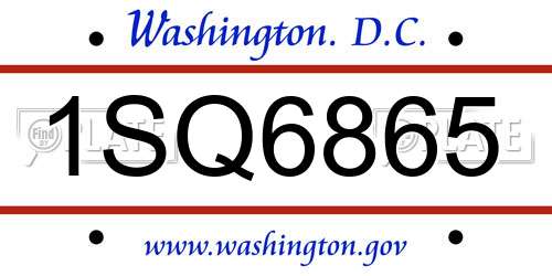 1SQ6865 District Of Columbia License Plate