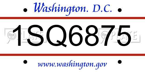 1SQ6875 District Of Columbia License Plate