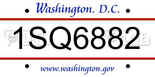 1SQ6882 District Of Columbia License Plate