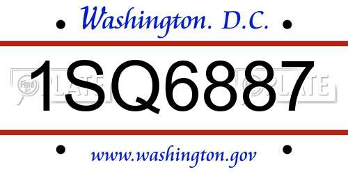 1SQ6887 District Of Columbia License Plate