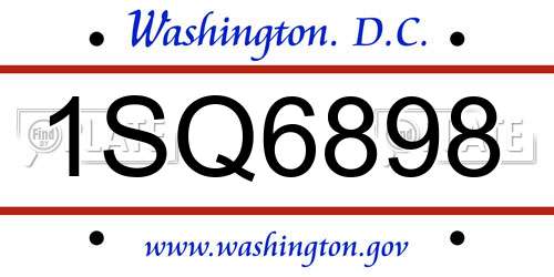 1SQ6898 District Of Columbia License Plate