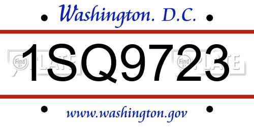 1SQ9723 District Of Columbia License Plate