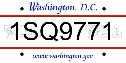 1SQ9771 District Of Columbia License Plate