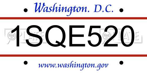 1SQE520 District Of Columbia License Plate