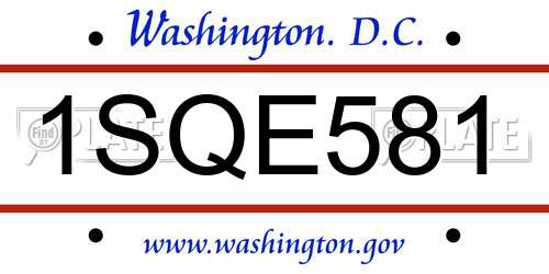 1SQE581 District Of Columbia License Plate