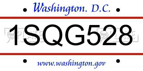 1SQG528 District Of Columbia License Plate