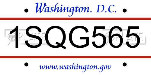 1SQG565 District Of Columbia License Plate