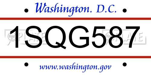 1SQG587 District Of Columbia License Plate