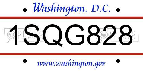 1SQG828 District Of Columbia License Plate