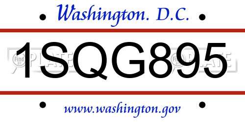 1SQG895 District Of Columbia License Plate