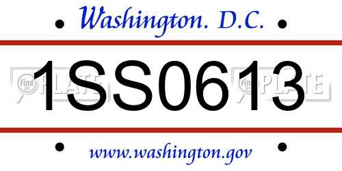 1SS0613 District Of Columbia License Plate