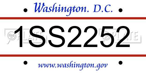 1SS2252 District Of Columbia License Plate