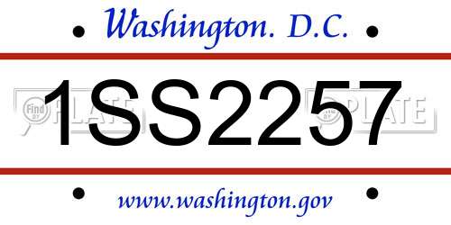 1SS2257 District Of Columbia License Plate