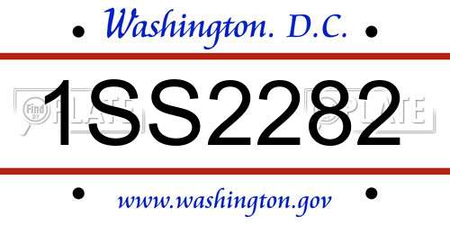 1SS2282 District Of Columbia License Plate