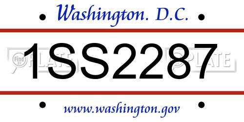 1SS2287 District Of Columbia License Plate