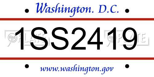 1SS2419 District Of Columbia License Plate