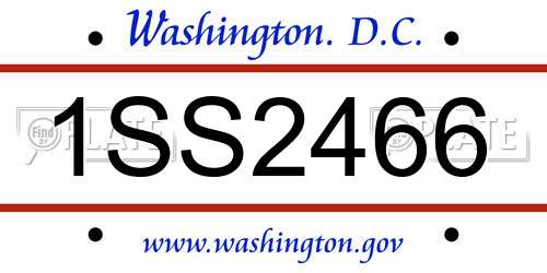 1SS2466 District Of Columbia License Plate