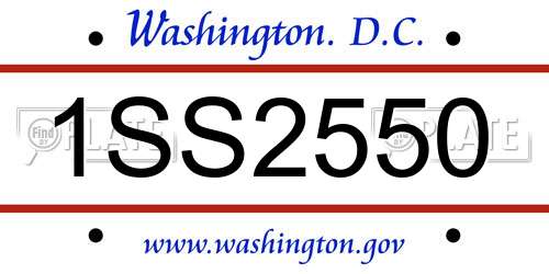 1SS2550 District Of Columbia License Plate