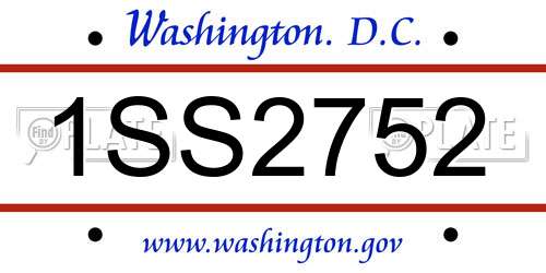 1SS2752 District Of Columbia License Plate