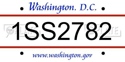 1SS2782 District Of Columbia License Plate