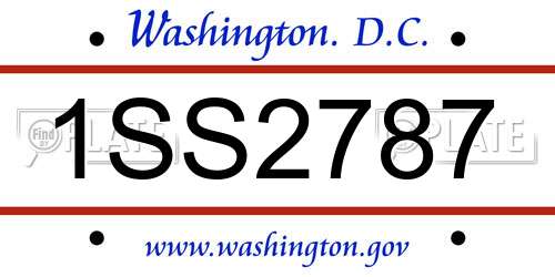 1SS2787 District Of Columbia License Plate