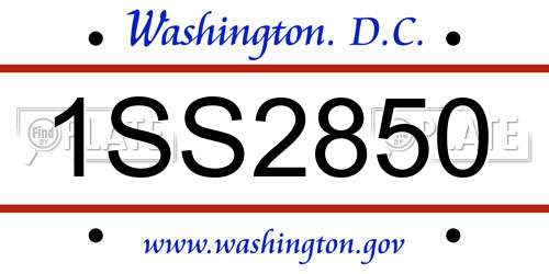 1SS2850 District Of Columbia License Plate