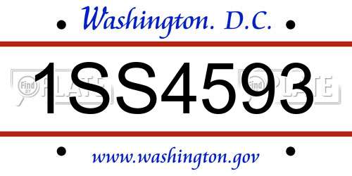 1SS4593 District Of Columbia License Plate