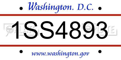1SS4893 District Of Columbia License Plate