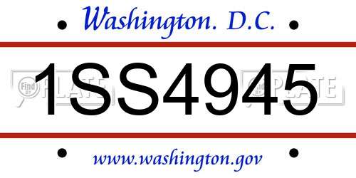 1SS4945 District Of Columbia License Plate