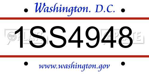 1SS4948 District Of Columbia License Plate