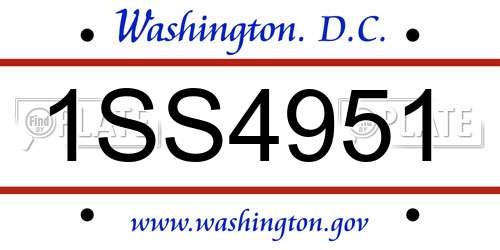 1SS4951 District Of Columbia License Plate