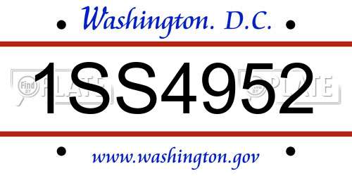 1SS4952 District Of Columbia License Plate