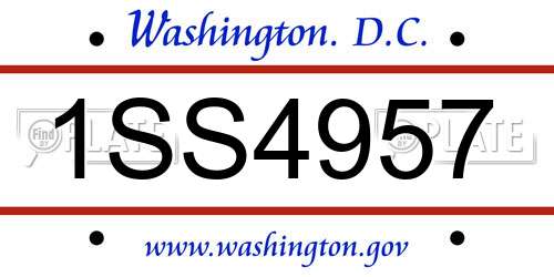 1SS4957 District Of Columbia License Plate