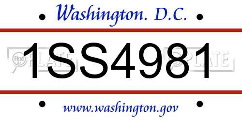 1SS4981 District Of Columbia License Plate